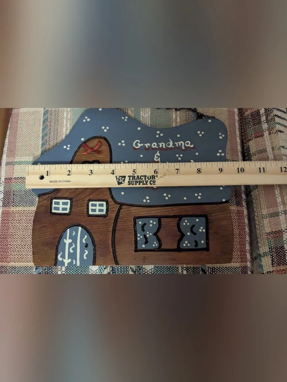 Grandma & Grandpa's House Wooden Hanging Sign - Blue and Brown Cottagecore